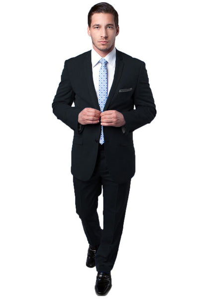 Men's Two Button Slim Fit Travel Suit in Black