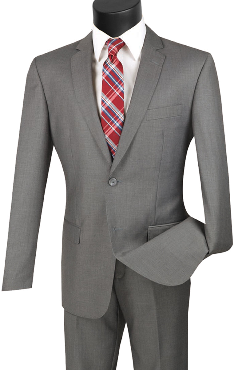Mens Basic 2 Button Modern Fit Suit in Grey – SignatureMenswear