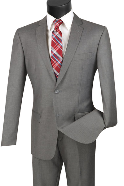 Mens Basic 2 Button Modern Fit Suit in Grey