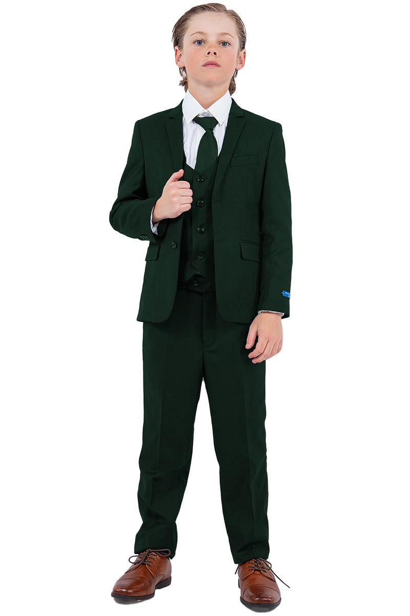 Perry Ellis Vested Boy's Wedding Suit in Hunter Green