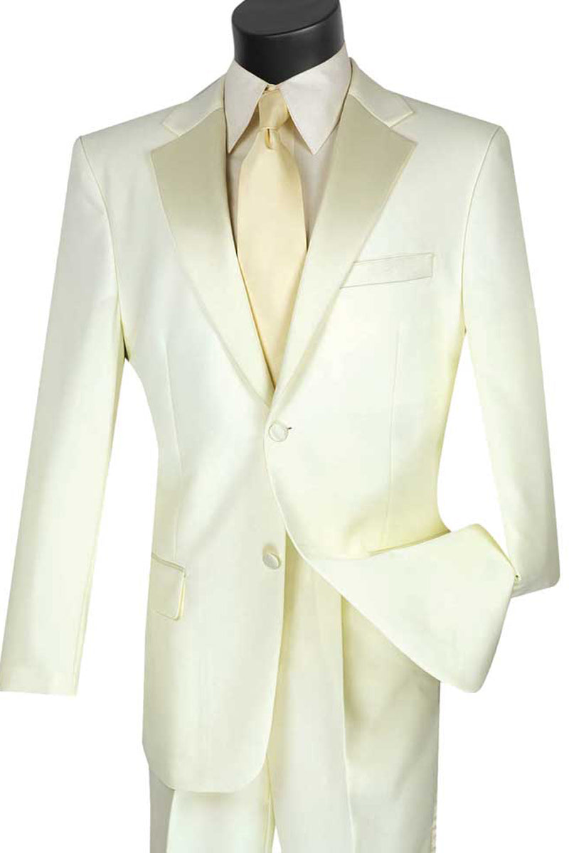 Mens Classic 2 Button Poplin Tuxedo in Ivory – SignatureMenswear