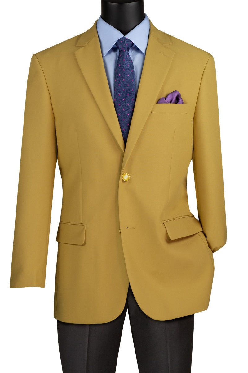 Mens Classic Fit Poplin Club Sport Coat Blazer in Gold