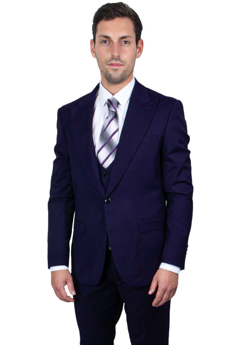 Men's Stacy Adams One Button Peak Lapel Vested Micro Check in Sage Green with an Olive Green Vest