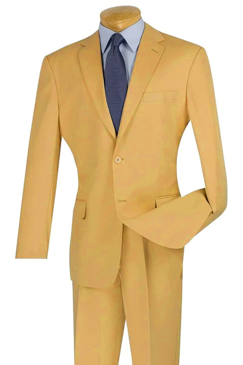Mens Two Button Modern Fit Wool Feel Suit in Camel
