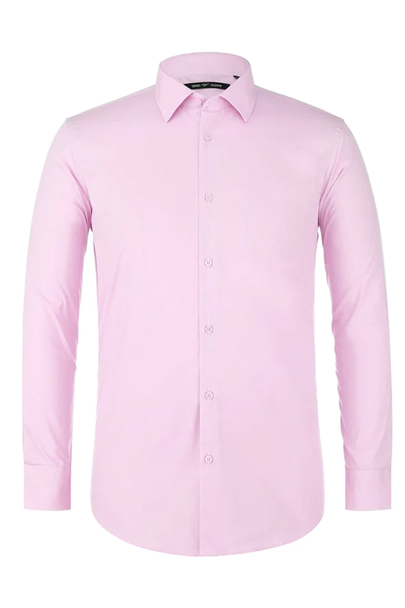 Mens Classic Fit Spread Collar Dress Shirt in Pink 18-18.5-34-35 / Pink Mens Classic Fit Spread Collar Dress Shirt in Pink 18-18.5-34-35 / Pink