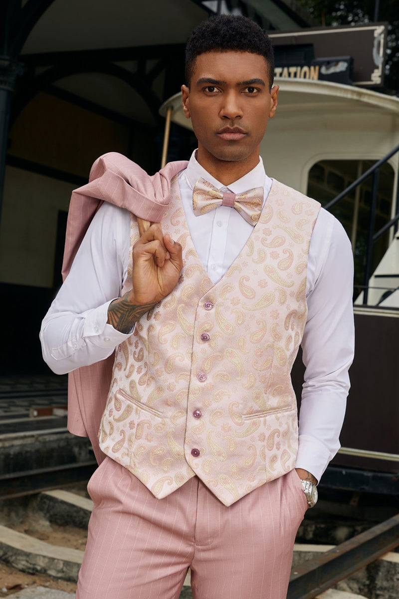 Men's Stacy Adam's One Button Vested Modern Suit in Rose Pink Men's Stacy Adam's One Button Vested Modern Suit in Rose Pink