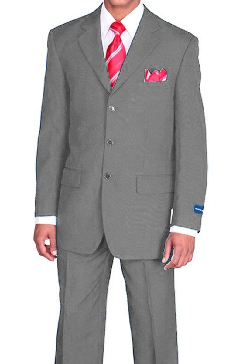 Mens 3 Button Classic Fit Poplin Suit in Grey