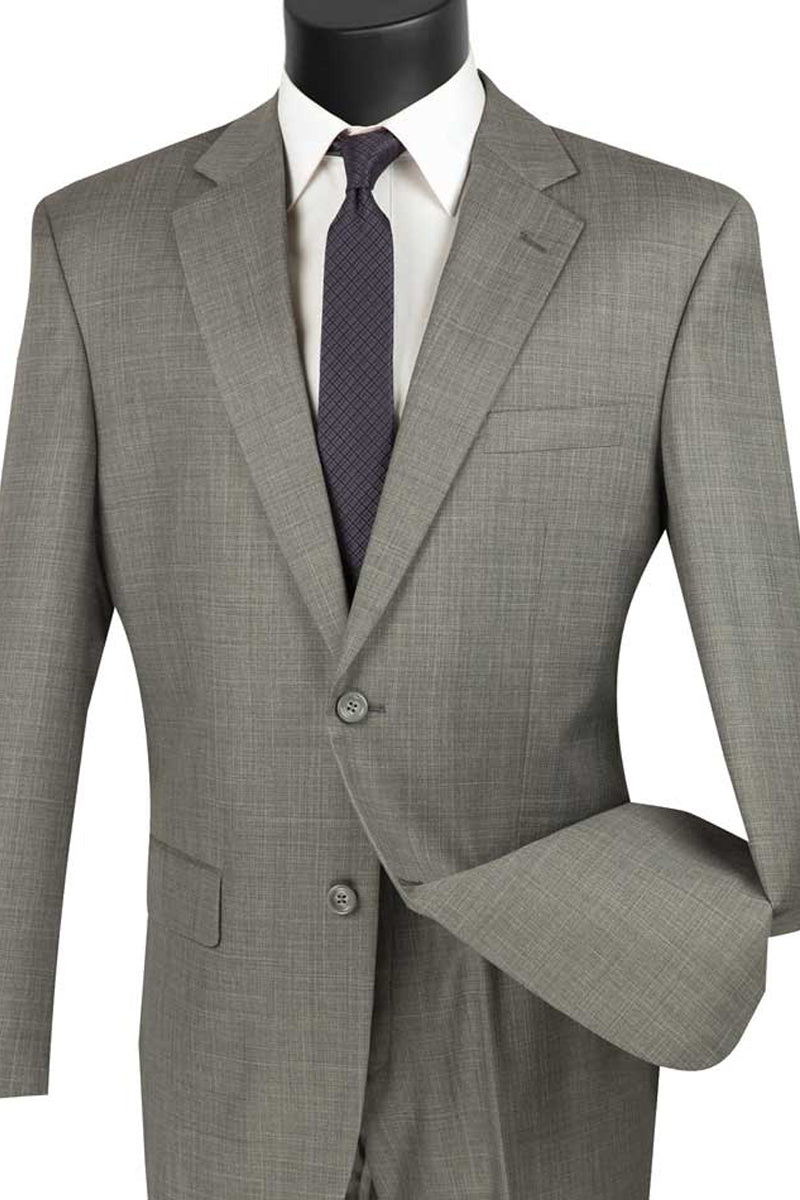 Mens 2 Button Weave Pattern Sharkskin Suit in Grey