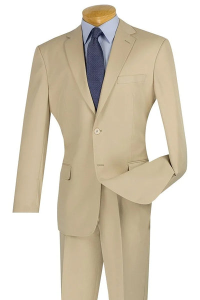 Mens Two Button Modern Fit Wool Feel Suit in Tan
