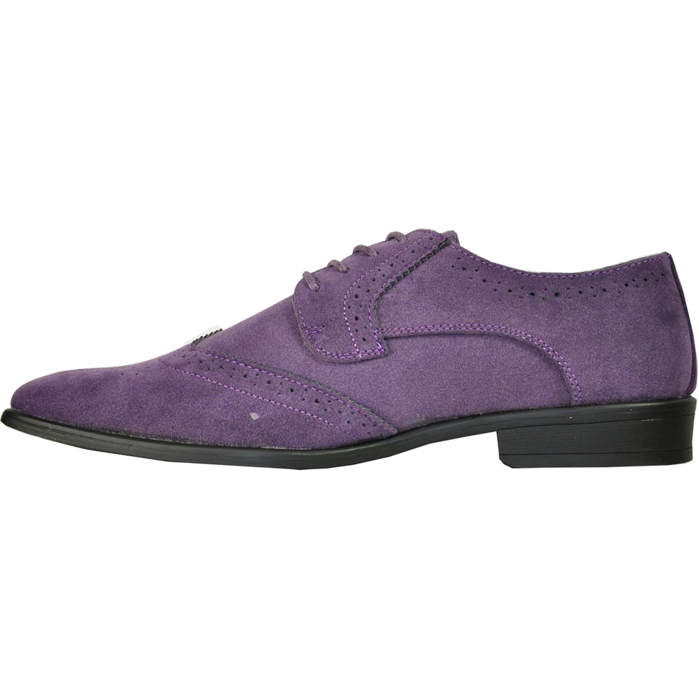 Mens Vegan Suede Wedding & Prom Wingtip Lace Up Dress Shoe in Purple