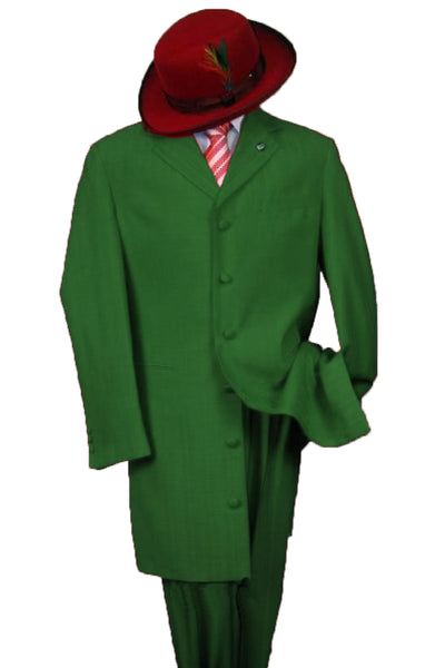 Mens 2PC Classic Long Fashion Zoot Suit in Olive Green