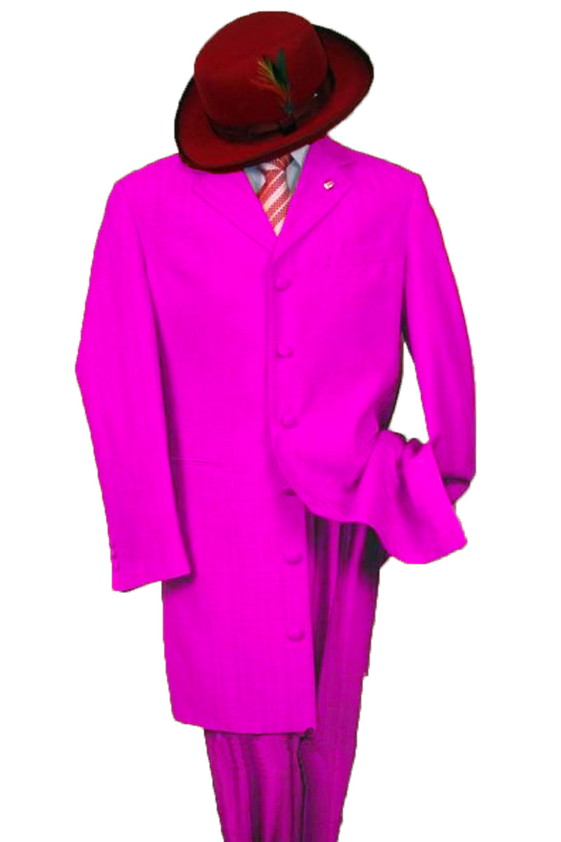 Mens 2PC Classic Long Fashion Zoot Suit in Pink SignatureMenswear
