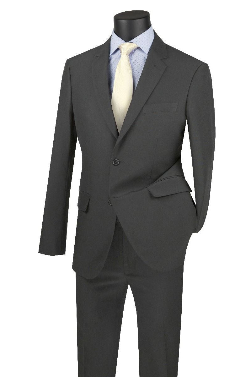 Mens Modern Fit Two Button Poplin Suit in Charcoal Grey – SignatureMenswear
