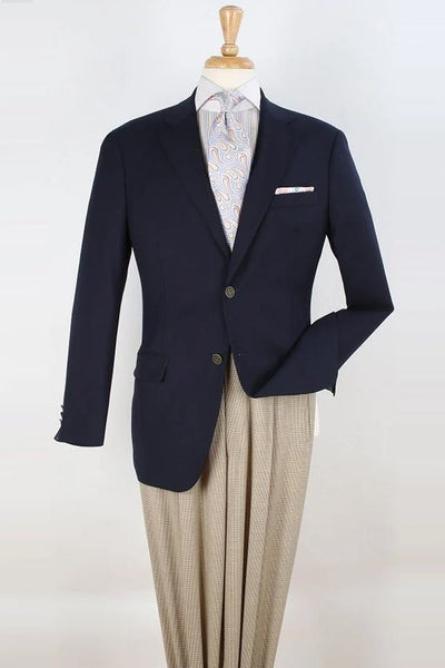 Mens Classic 2 Button Wool Sport Coat Blazer in Navy Blue