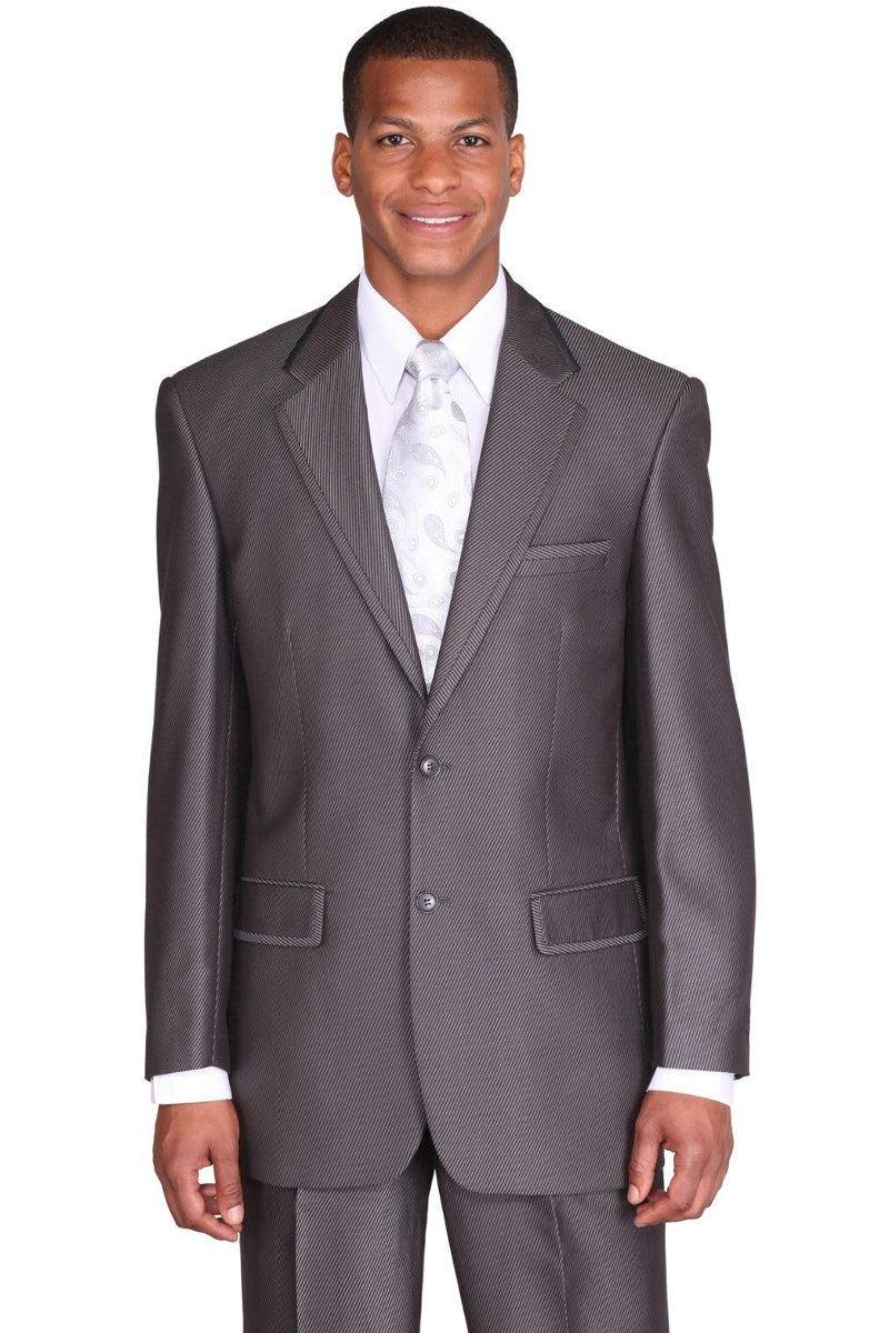 Mens 2 Button Diagonal Shiny Sharkskin Suit in Charcoal Grey ...