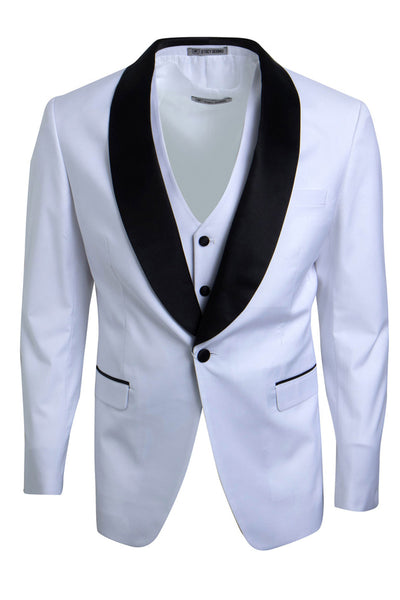 Men's Stacy Adams Vested One Button Shawl Lapel Tuxedo in White