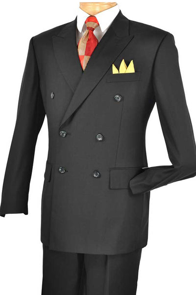 Mens Classic Double Breasted Suit in Black