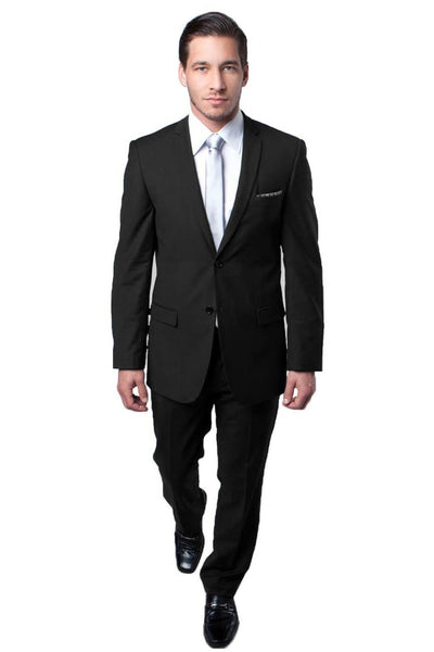 Men's Basic 2 Button Slim Fit Wedding Suit in Black