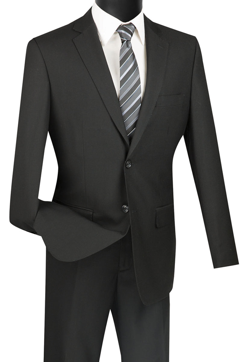 Mens Basic 2 Button Modern Fit Suit in Black
