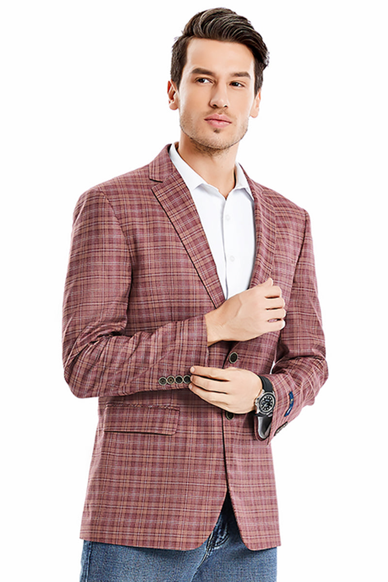 Mens Plaid Grey Blazer - Window Pane Sport Coat main image 0