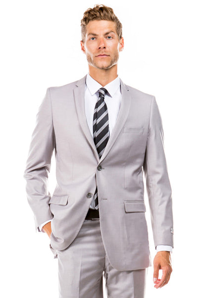 Men's Basic 2 Button Slim Fit Wedding Suit in Light Grey