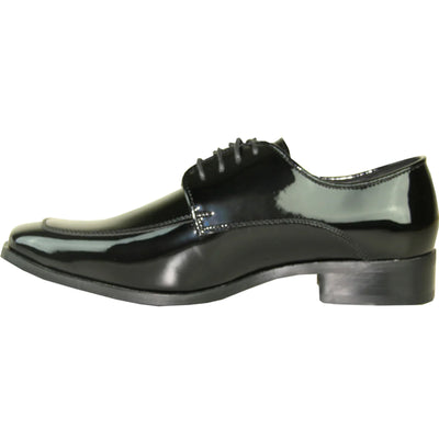 Mens Classic Moc Toe Shiny Patent Tuxedo Prom Shoe in Black