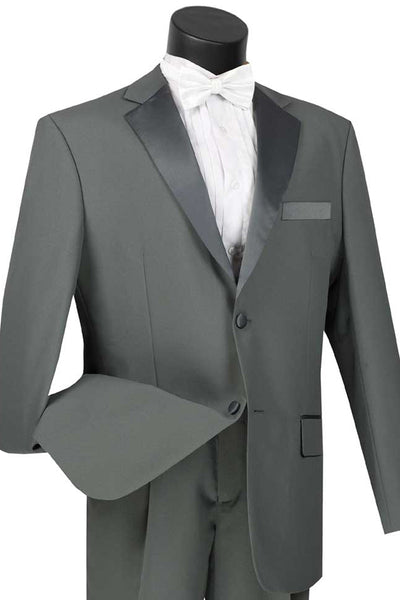 Mens Classic 2 Button Poplin Tuxedo in Grey