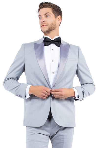 Men's Modern Fit One Button Peak Lapel Tuxedo Separates Jacket in Light Grey