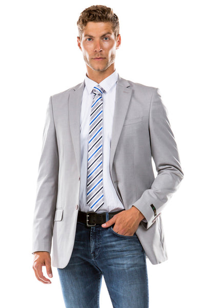 Men's Designer Wool Suit Separate Jacket in Light Grey