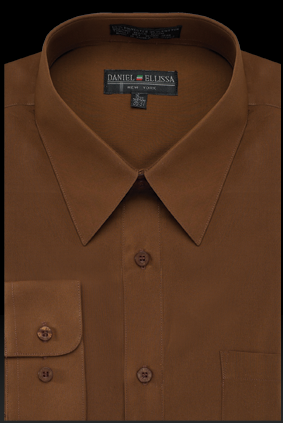 Men's Regular Fit Basic Dress Shirt in Brown