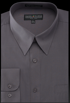 Men's Regular Fit Basic Dress Shirt in Charcoal Grey