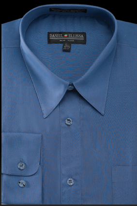 Men's Regular Fit Basic Dress Shirt in Denim Blue