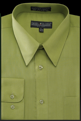 Men's Regular Fit Basic Dress Shirt in Dark Lime Green