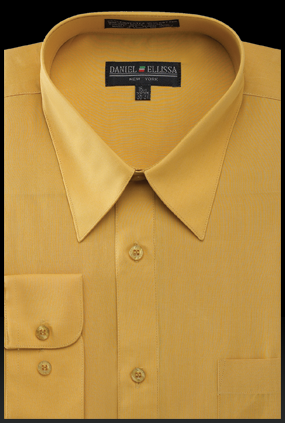 Men's Regular Fit Basic Dress Shirt in Mustard Yellow