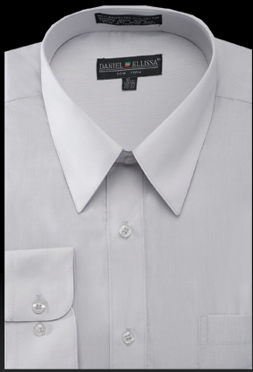 Men's Regular Fit Basic Dress Shirt in Silver