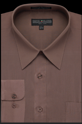 Men's Regular Fit Basic Dress Shirt in Taupe