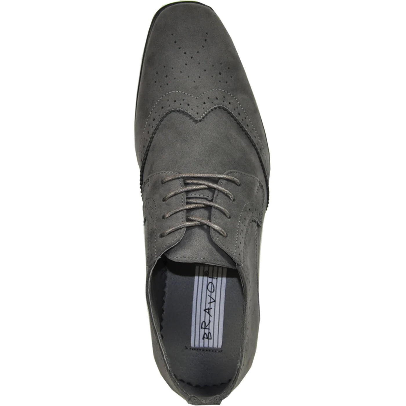 Mens Vegan Suede Wedding & Prom Wingtip Lace Up Dress Shoe in Grey