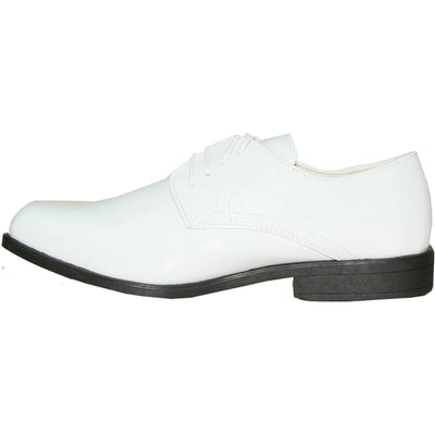 Mens Classic Formal Shiny Patent Tuxedo Shoe in White