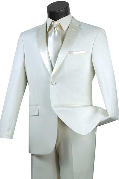 Mens 2 Button Slim Fit Notch Tuxedo in Ivory