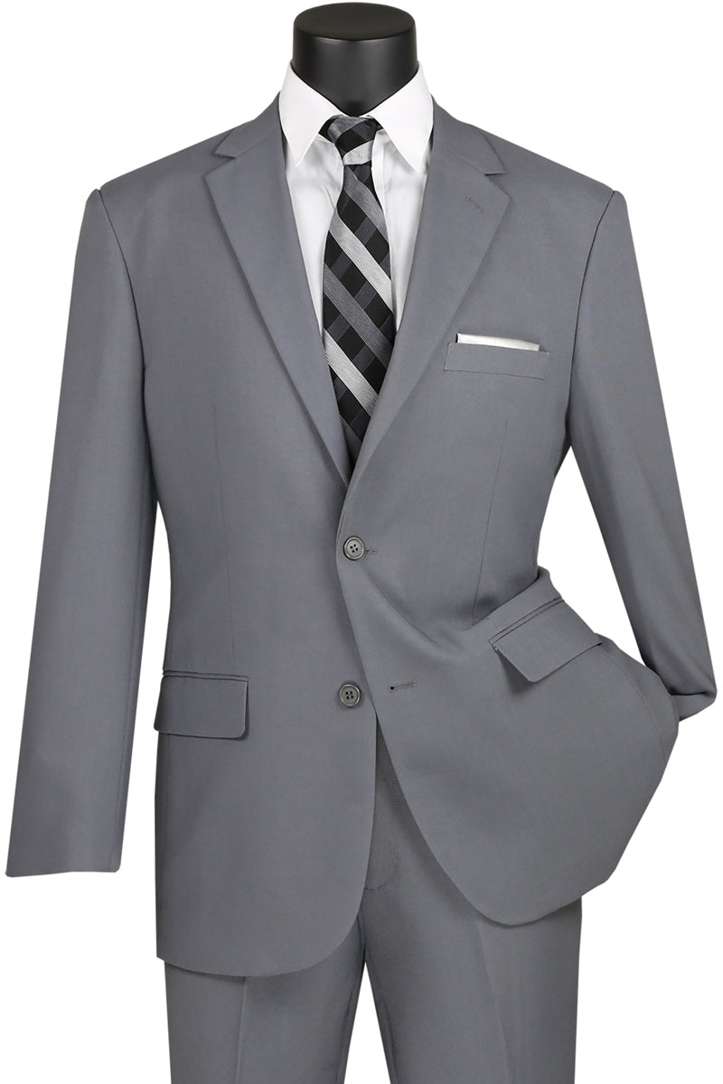 Mens Basic 2 Button Classic Fit Poplin Suit in Black