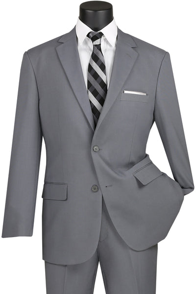 Mens 2 Button Classic Poplin Suit in Grey