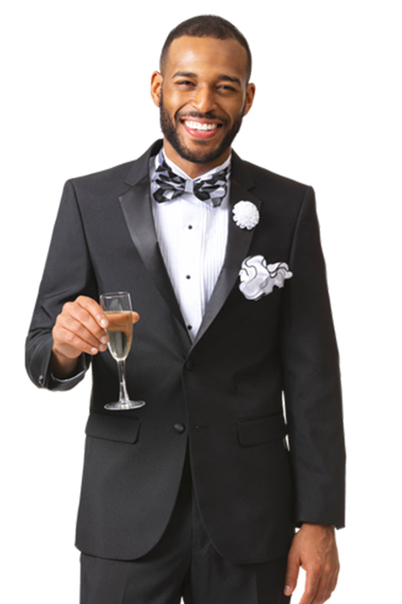 Mens Two Button Modern Fit Basic Tuxedo in Black