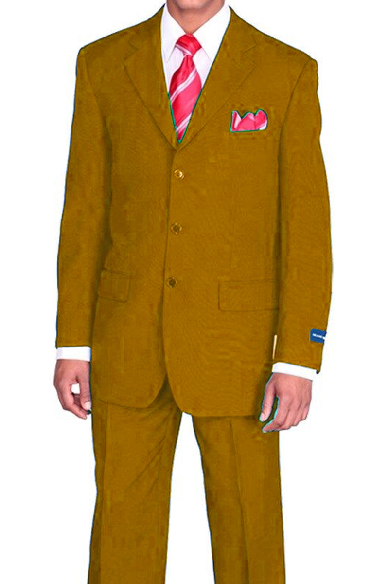 Mens 3 Button Classic Fit Poplin Suit in Tan