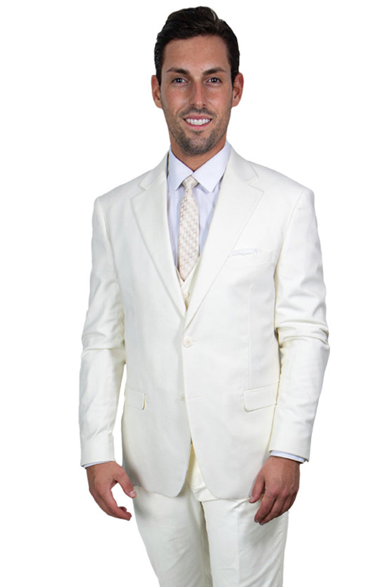 Men's Two Button Vested Stacy Adams Basic Suit in Ivory Off White ...