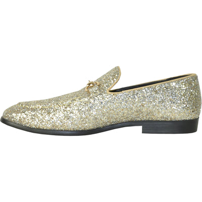 Mens Modern Glitter Sequin Prom Tuxedo Loafer in Gold