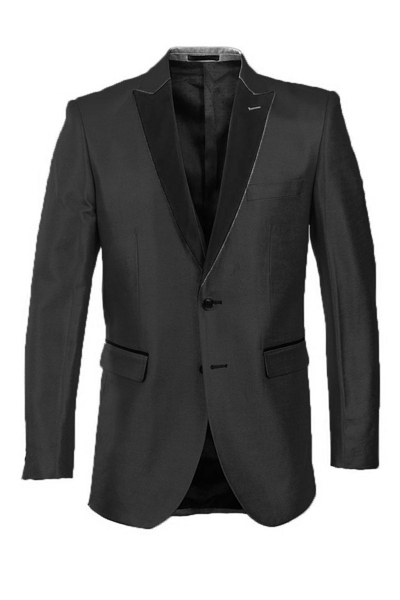 Men's Slim Fit Shiny Satin Tuxedo Blazer in Black