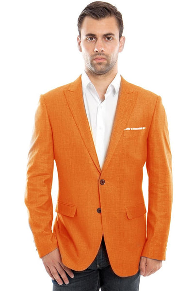 Men's Two Button Summer Linen Blazer in Orange