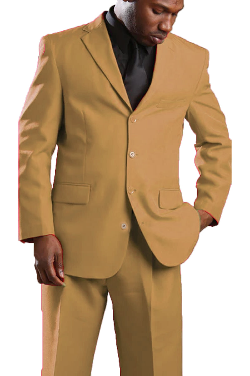 Mens Classic Poplin 4 Button Suit in Tan – SignatureMenswear