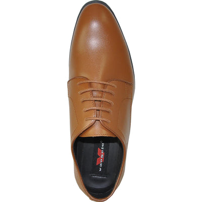 Mens Classic Plain Toe Oxford Dress Shoe in Light Brown