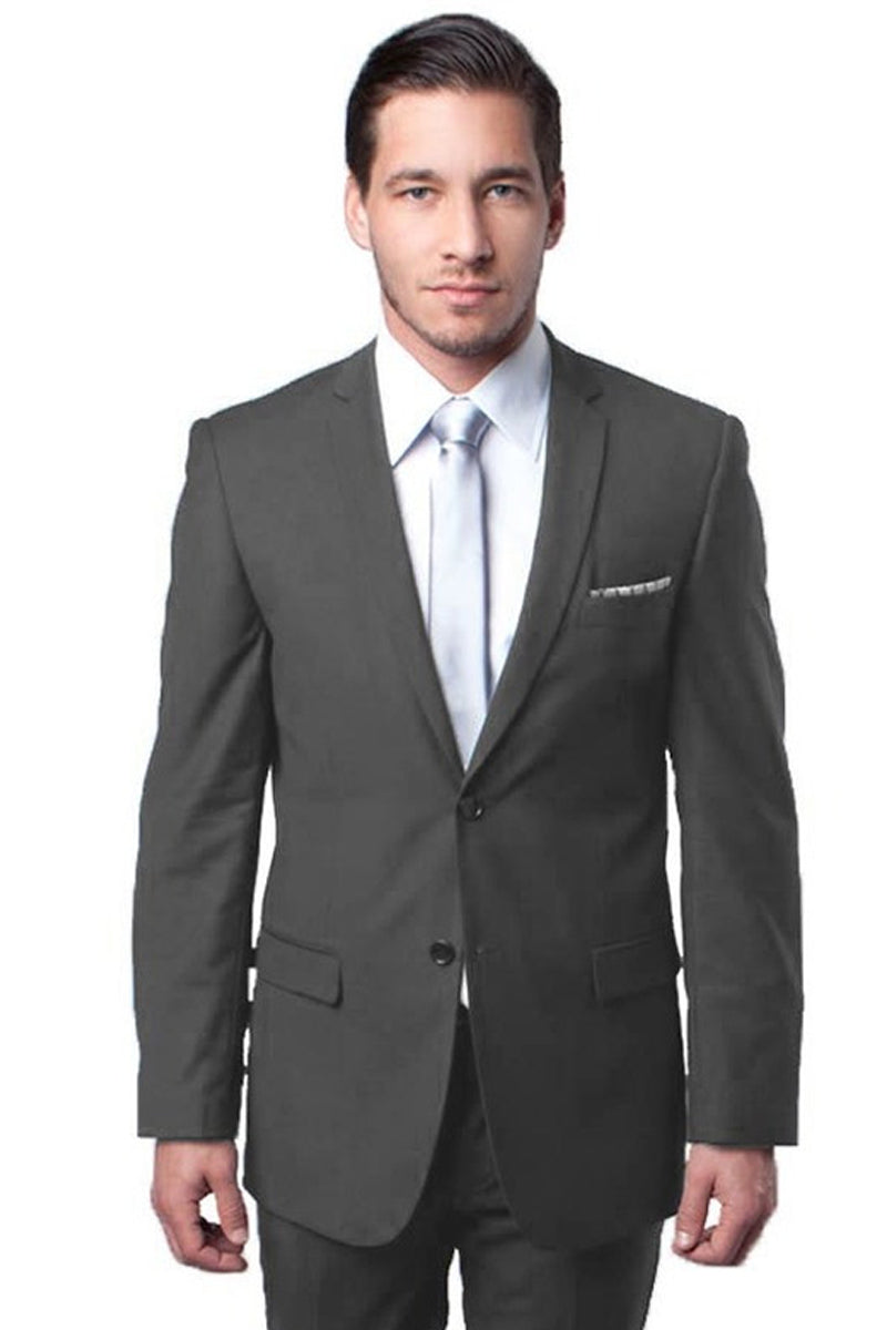 Men's Basic 2 Button Slim Fit Wedding Suit in Medium Grey